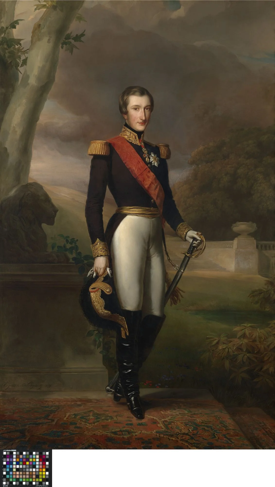 Portret van Leopold II, koning der Belgen, als hertog van Brabant, detail