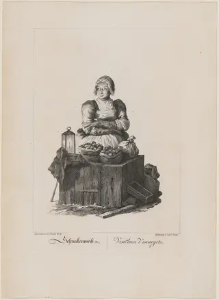 Schneckenweib (Snail Seller), by Carl Conti, ink, 1775