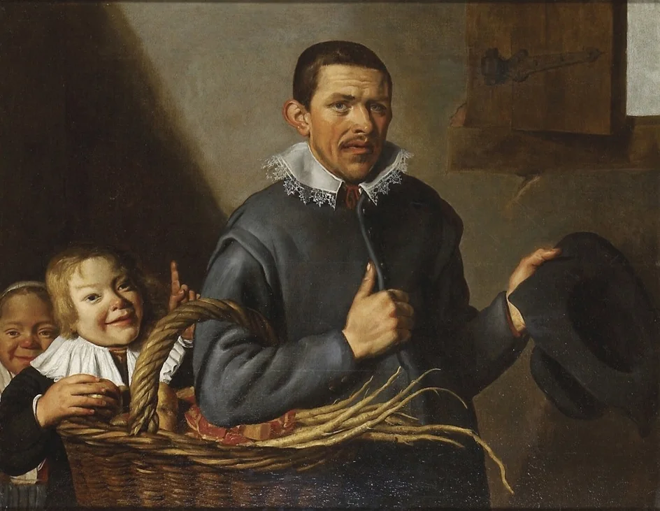 Two Children stealing an Apple from a Man with a Basket, detail