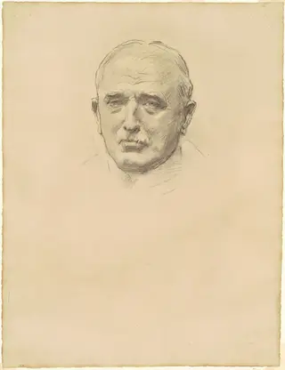 Study of Field Marshal John French for "General Officers of World War I", by John Singer Sargent, charcoal, 1921