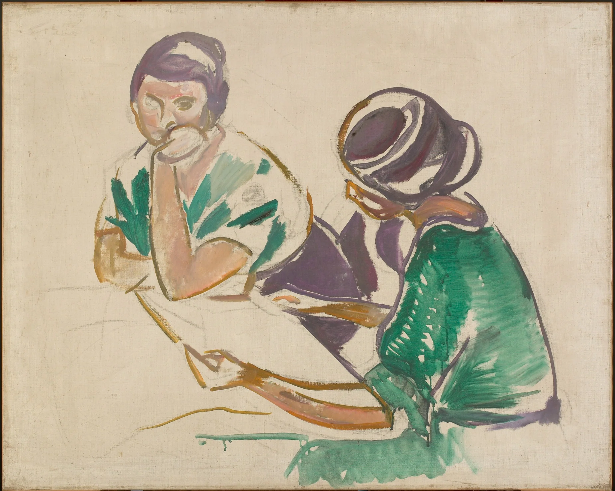 Two Women at the Table, detail