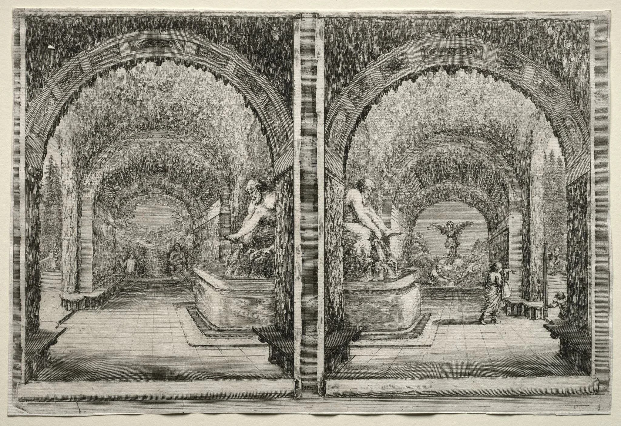 Views of the Villa of Pratolino: Two Views of the Grotto, detail