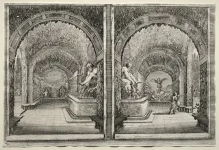 Views of the Villa of Pratolino:  Two Views of the Grotto, by Stefano Della Bella, 1653