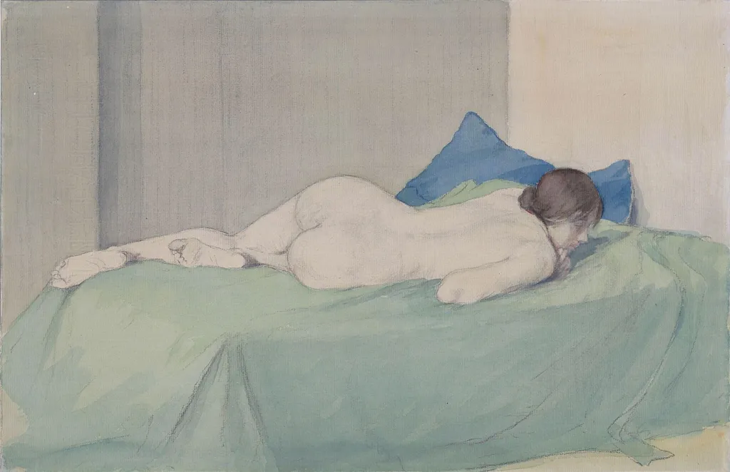 Study of a Nude Female Figure, by Hugh Bellingham Smith, watercolor, 1885