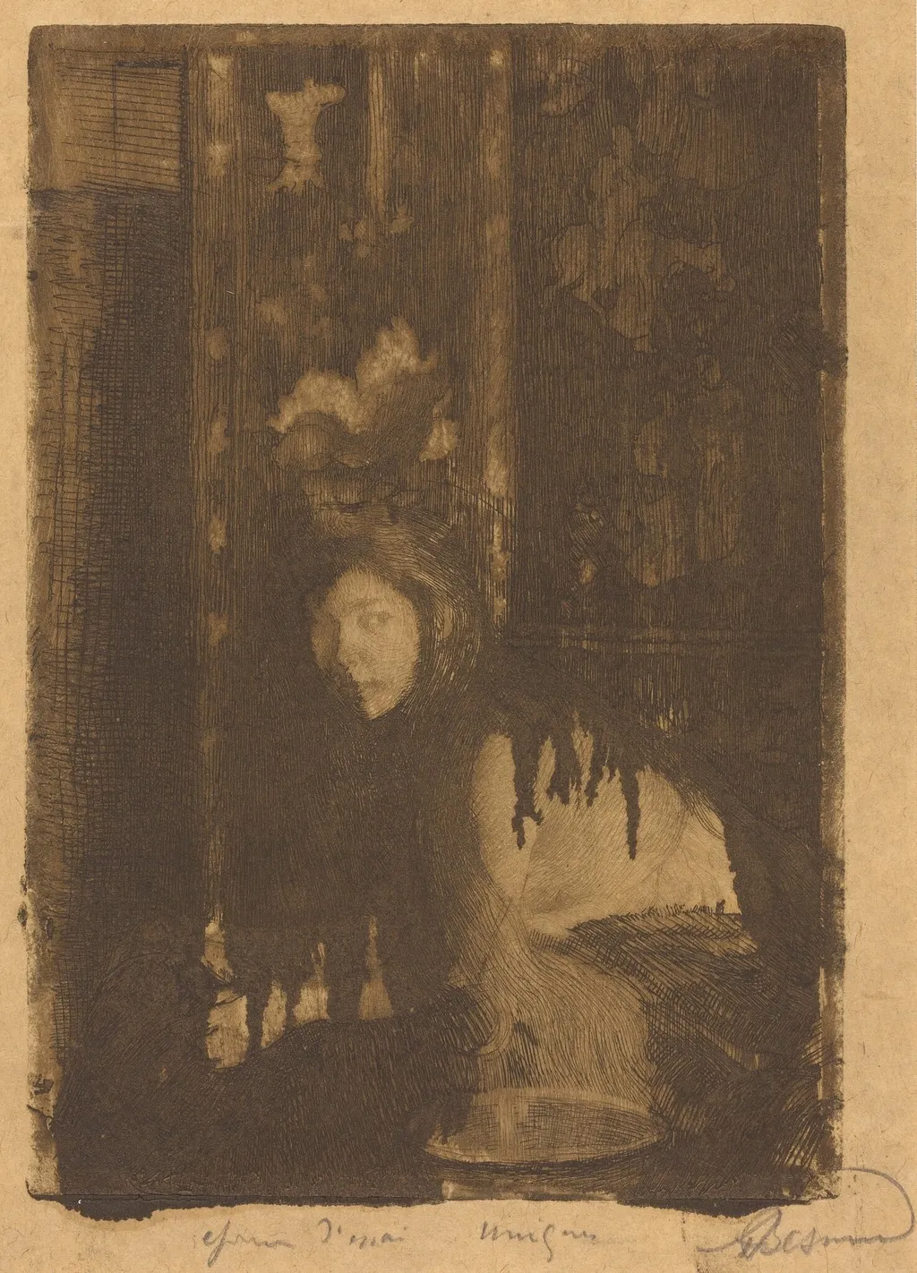 Woman with a Vase (La femme au vase), by Paul-Albert Besnard, ink, 1894