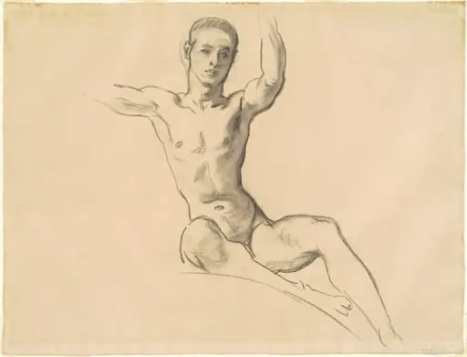 Study for Figure above "Music", by John Singer Sargent, charcoal, 1920