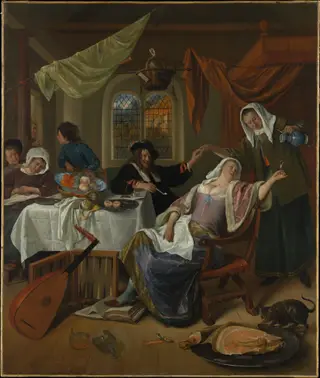 The Dissolute Household, by Jan Steen, oil, 1664
