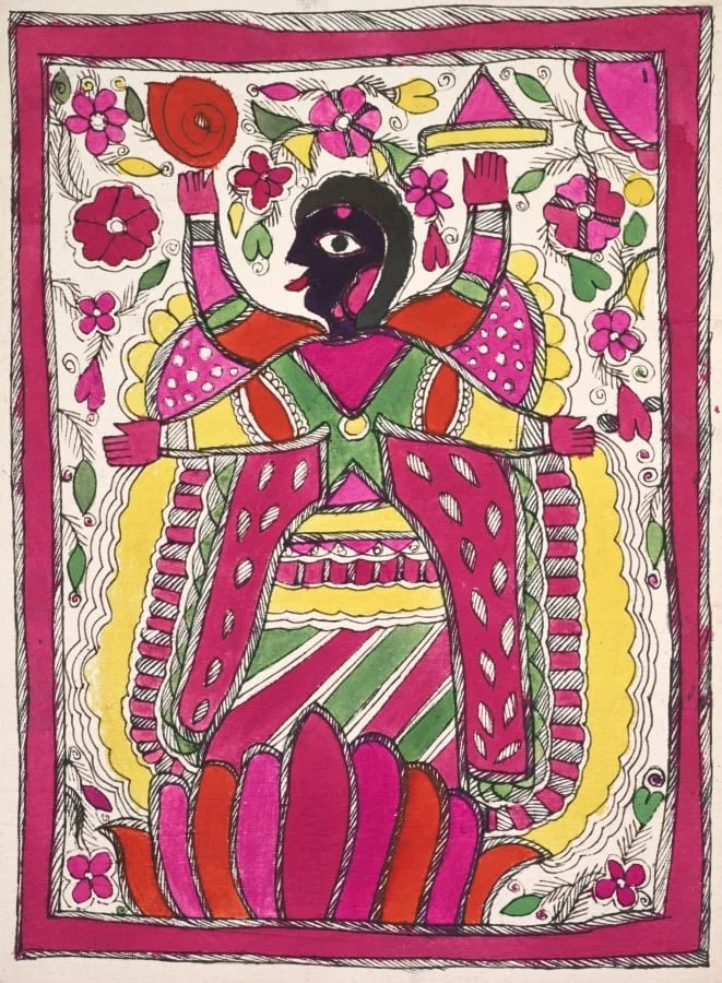 Large, multi-armed figure facing left, detail