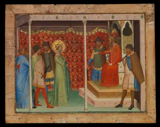 Saint Reparata before the Emperor Decius, by Bernardo Daddi, tempera, 1338