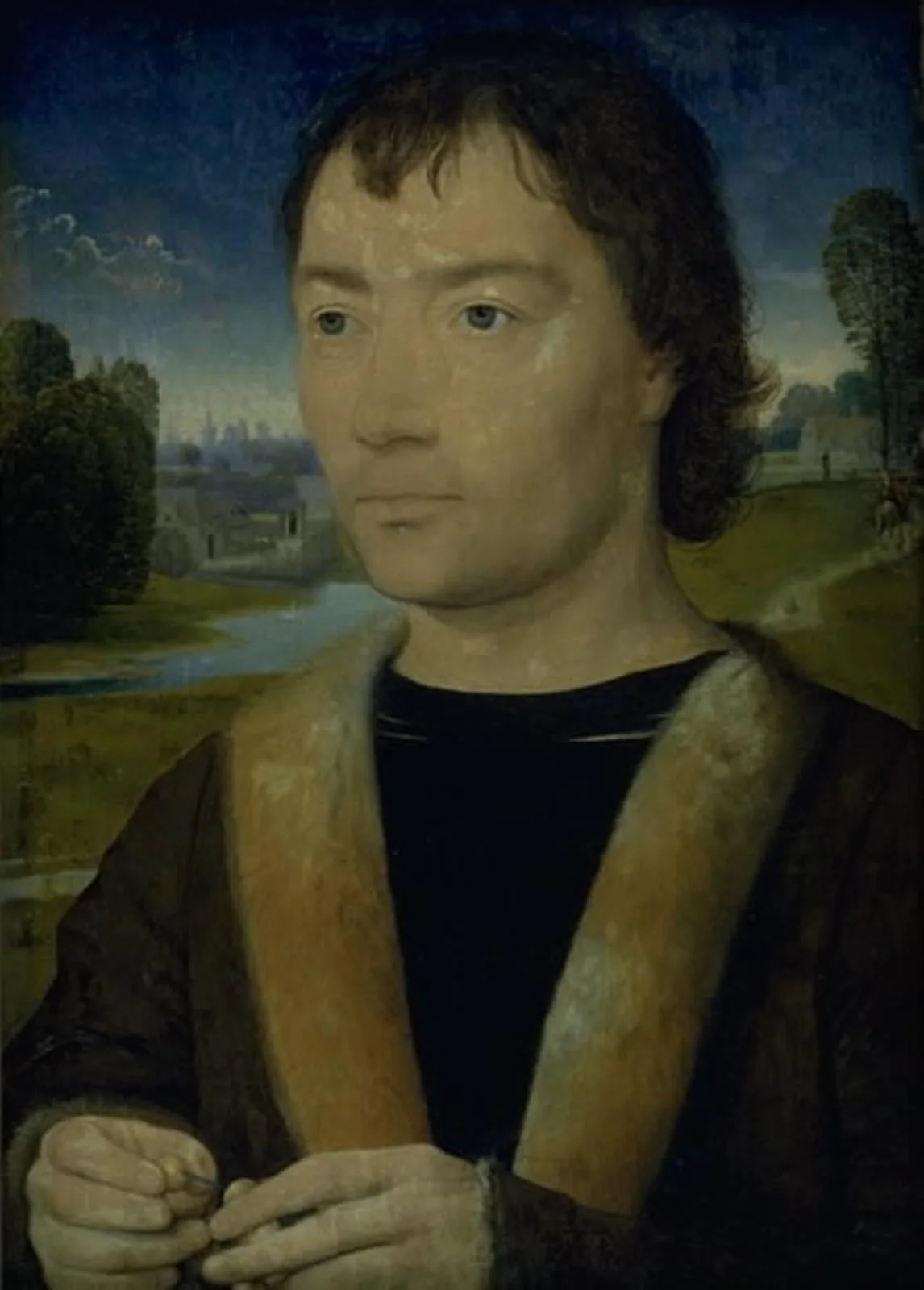 Portrait of a Young Man with a Rosary, detail