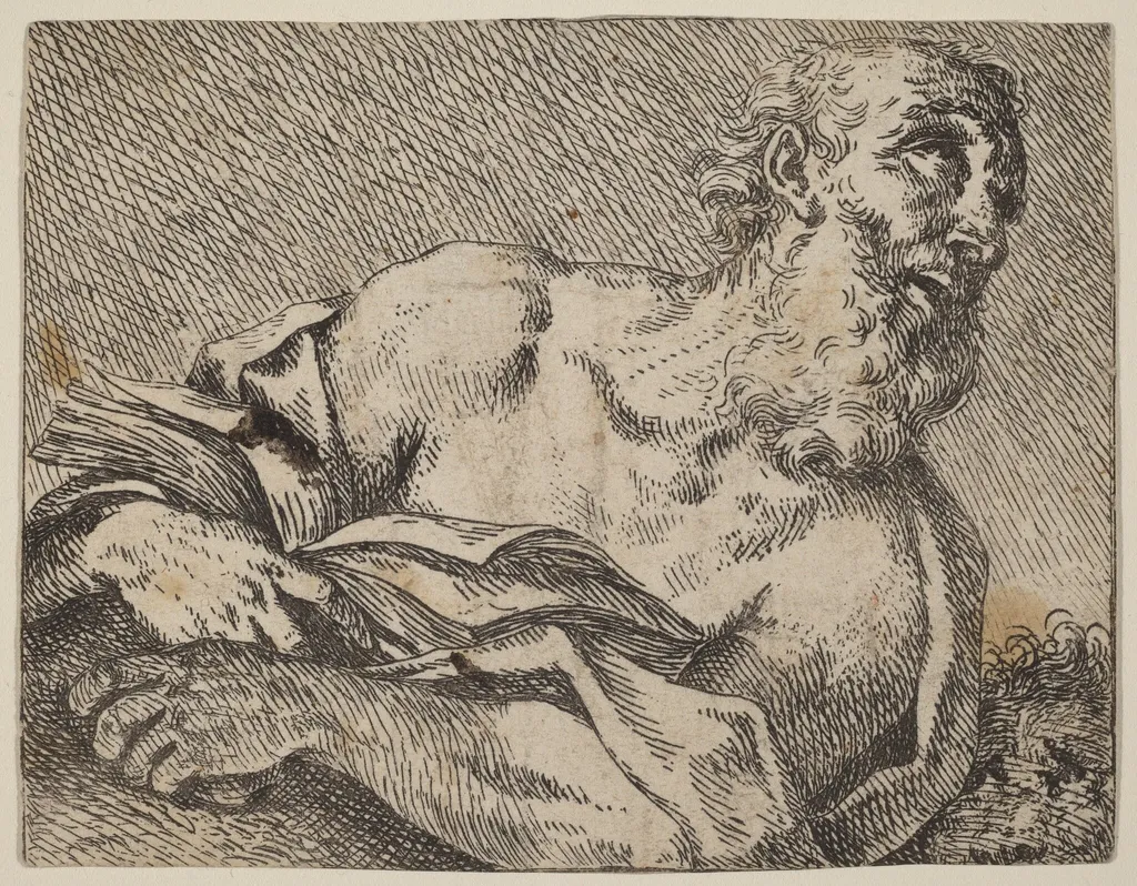 Saint Jerome, by Pietro Rotari, ink, 1725