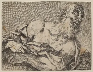 Saint Jerome, by Pietro Rotari, ink, 1725