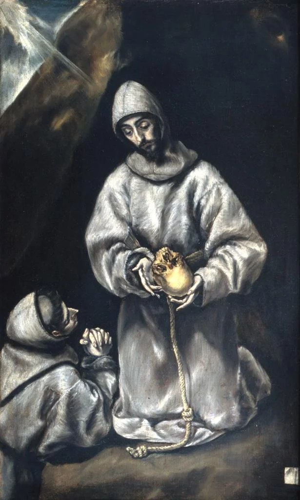 St. Francis and Brother Leo Meditating on Death, detail