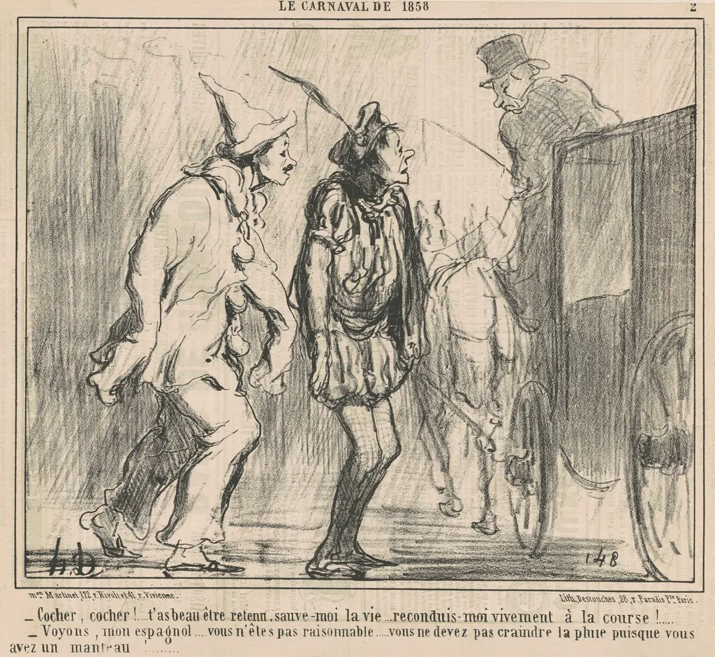 Cocher, Cocher! ..., by Honoré Daumier, ink, 1858