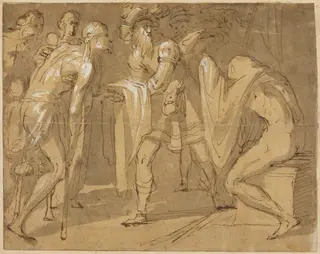 Saint Homobono, by Avanzino Nucci, ink, 1590