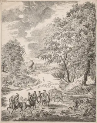 The Deer Hunt, by Augustin de Saint-Aubin, 1780