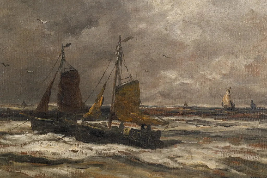 Bărci la Scheveningen, by Hendrik Willem Mesdag, 1850