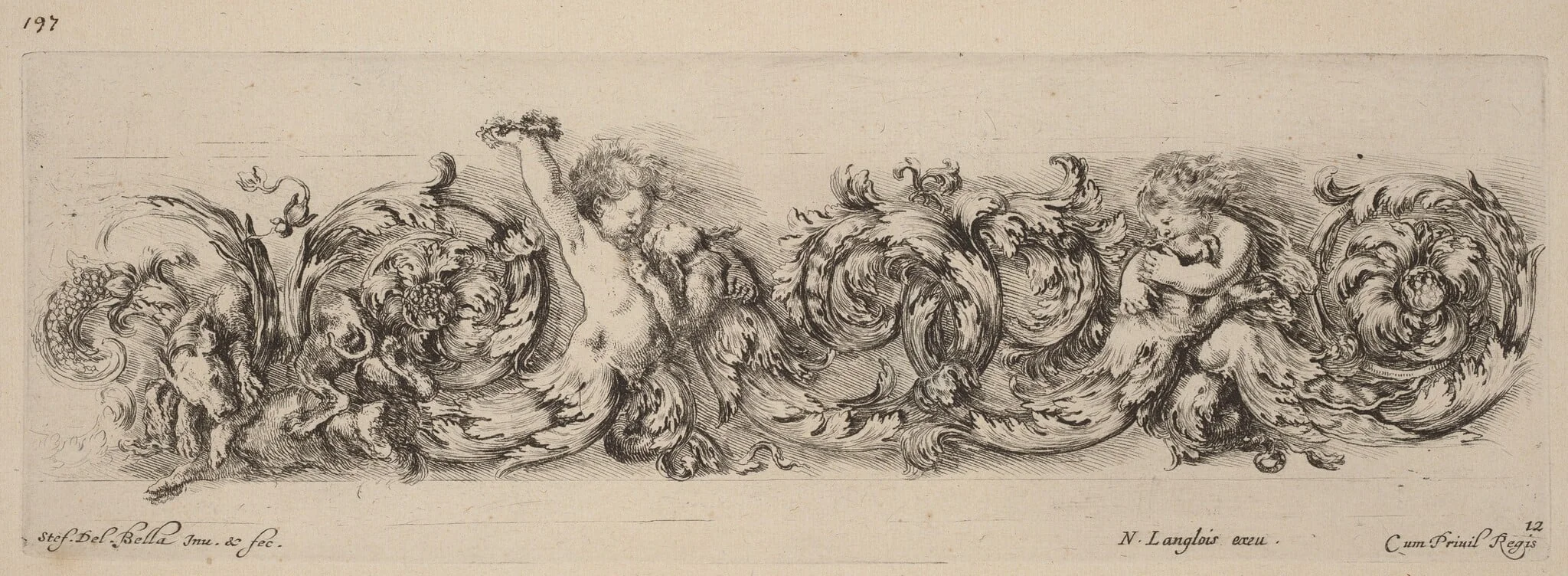 Ornamental Frieze with Children and Dogs, detail