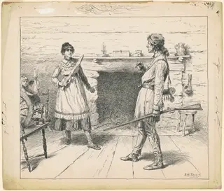 Ai Telled Him to Stan Off, by Arthur B. Frost, ink, 1884