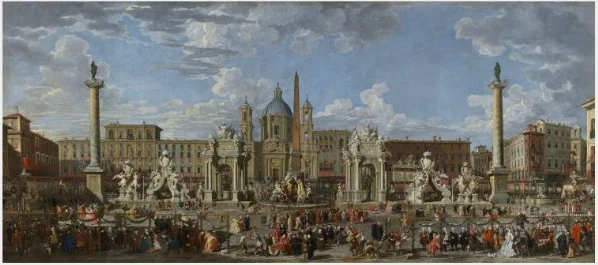 Preparations to Celebrate the Birth of the Dauphin of France in the Piazza Navona, detail