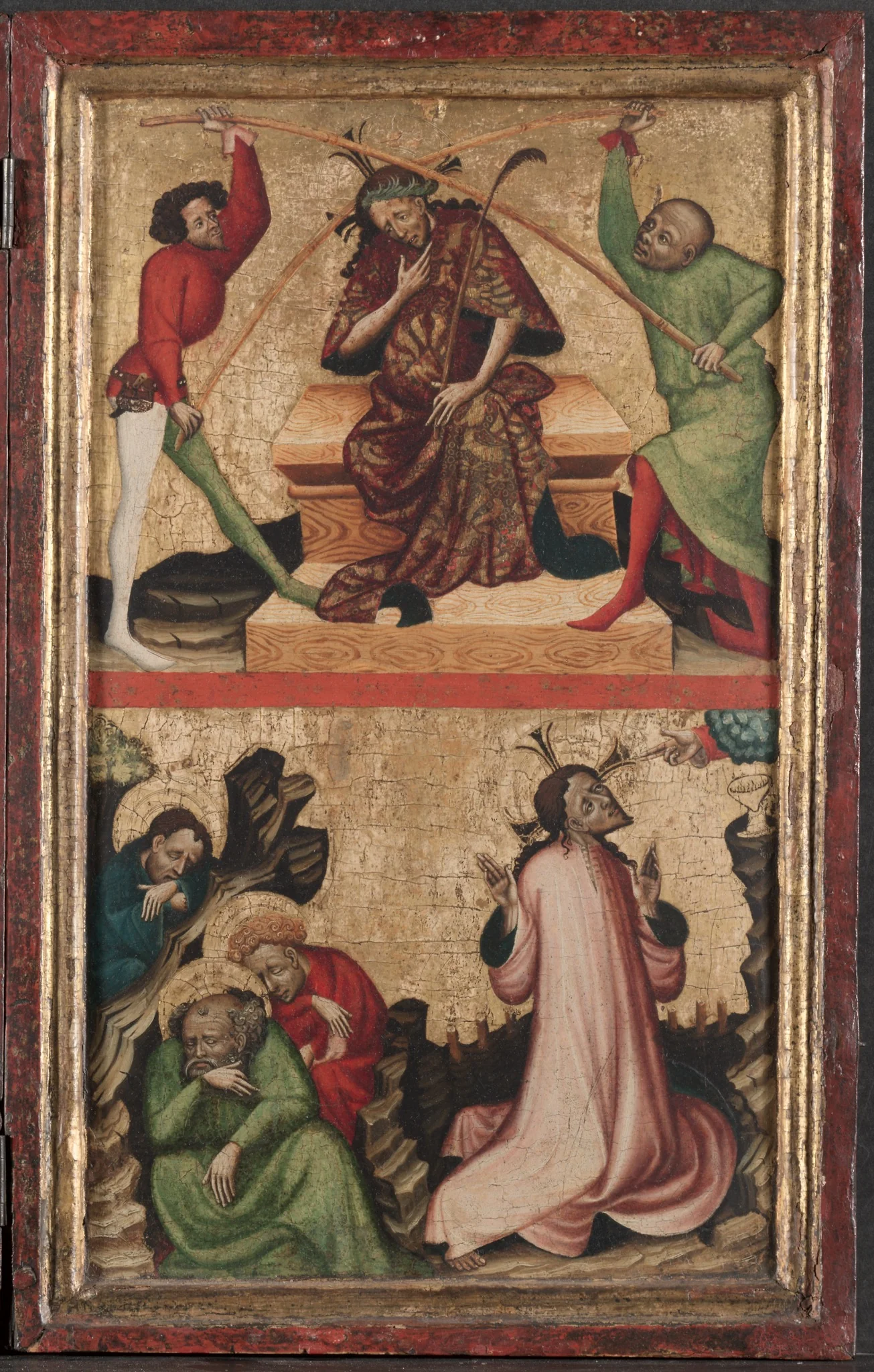 Diptych with the Passion of Christ (right wing): Crowning with Thorns and Agony on the Garden, detail