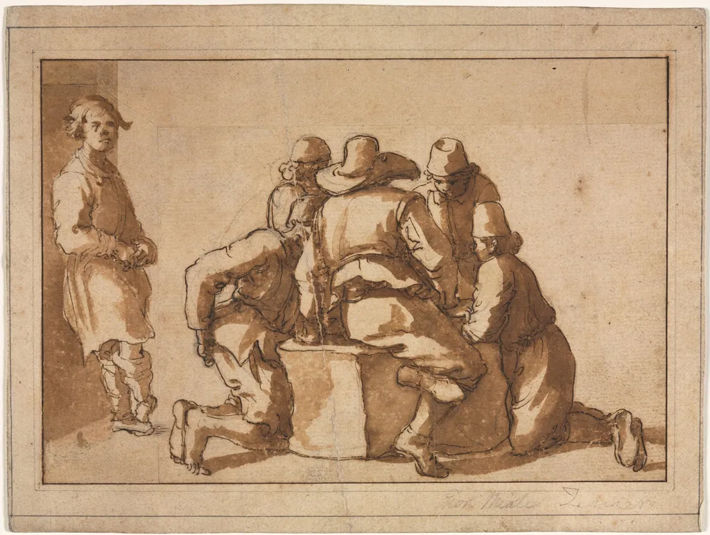 Genre Scene of Young Men Playing a Game, by Federico Zuccari, 1554