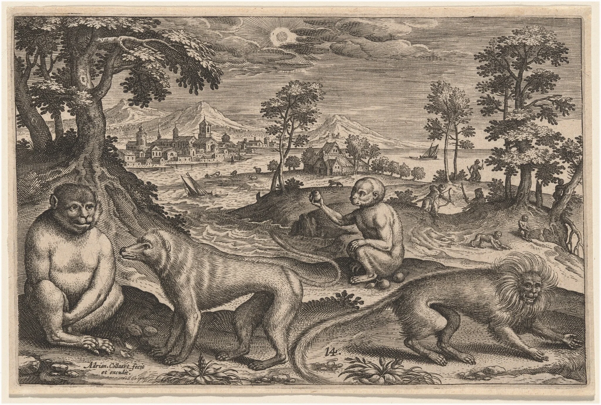 Two Apes and Two Monkeys, detail