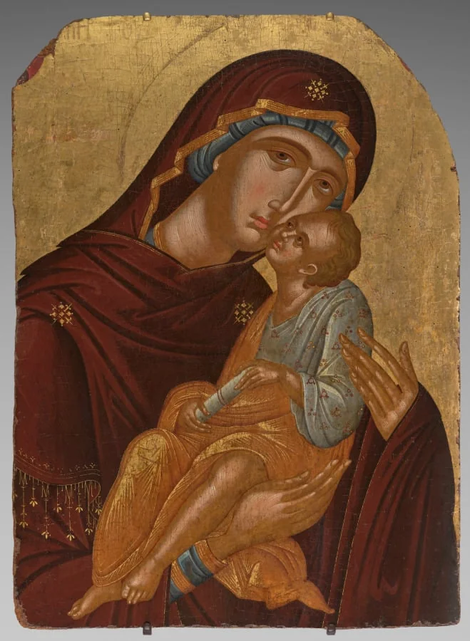 Icon of the Mother of God and Infant Christ (Virgin Eleousa), detail