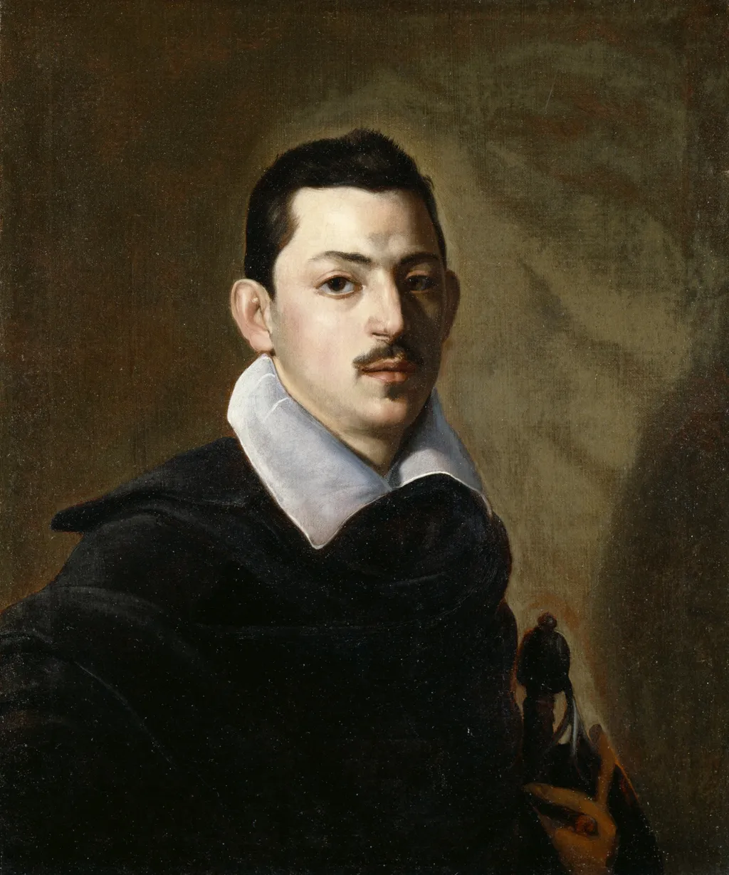 Portrait of a Young Man with a Sword, by Nicolas Régnier, oil, 1618