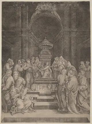 Christ Disputing with the Doctors, by Master HFE, ink, 1515