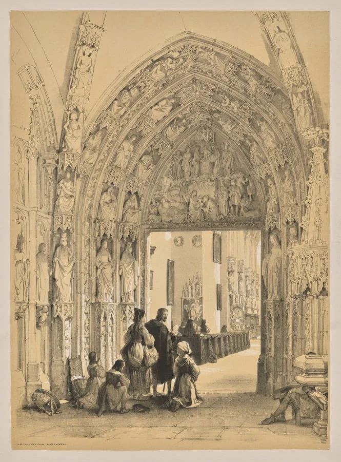 Sketches in Belgium and Germany, First Series, Porch of Frauenkirch, Nuremberg, detail