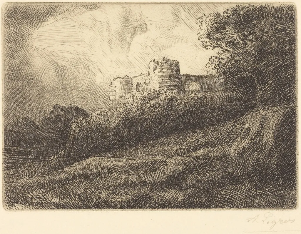 Landscape (Paysage), by Alphonse Legros, ink, 1874