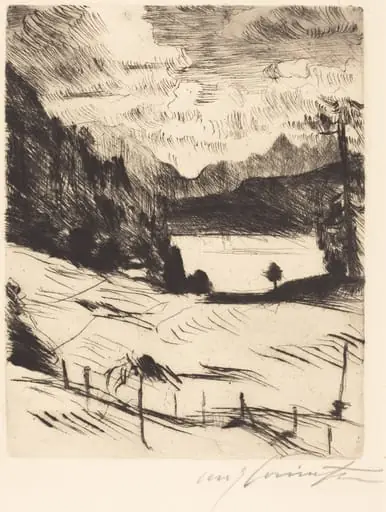 Der Walchensee (The Walchensee), by Lovis Corinth, ink, 1920