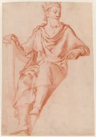 King David (Design for a Lunette), by Agostino Ciampelli, chalk