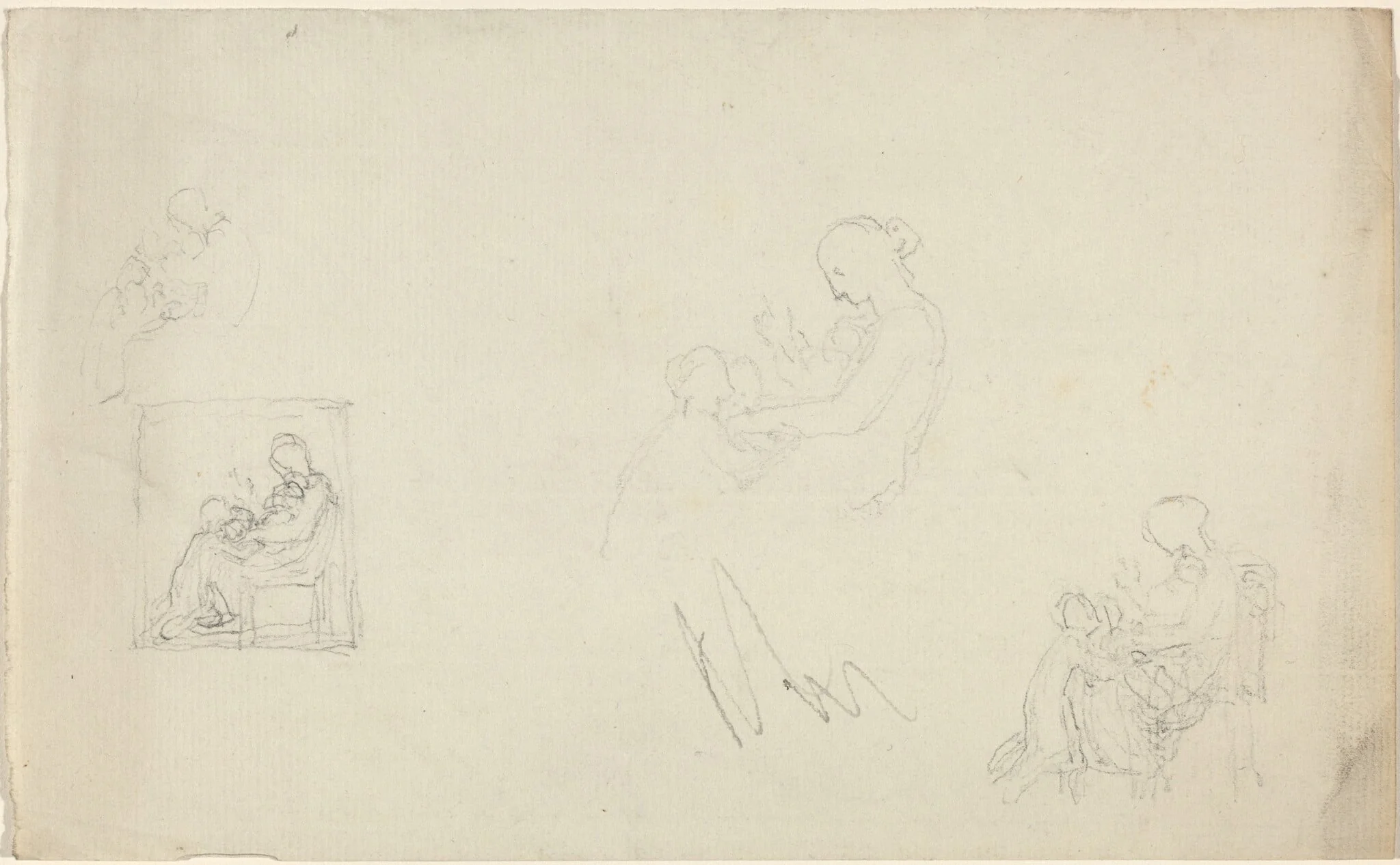 Four Studies of a Seated Woman with Children at Her Feet (Sketches for the Monument to Lady FitzHarris?), detail