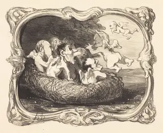 Le Nid abandonné, by Honoré Daumier, ink, 1851