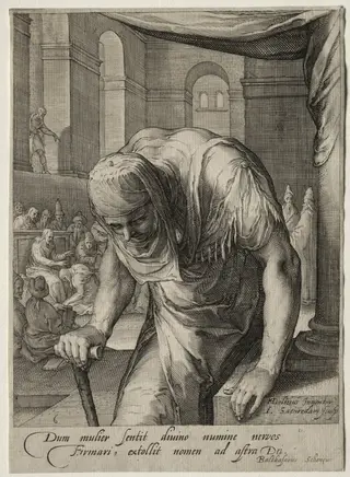 Heroines of the New Testament: The Crippled Woman Healed by Christ, by Jan Pietersz Saenredam, 1595