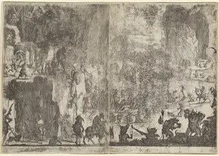 The Temptation of Saint Anthony [first version], by Jacques Callot, ink, 1617