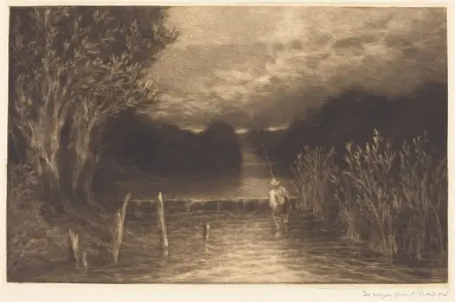 Grayling Fishing, by Francis Seymour Haden, ink, 1897