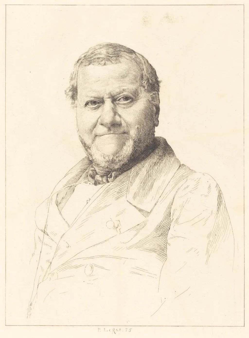 Portrait of a Man, by P. le Robert, ink, 1875