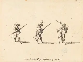 Drill with the Musket, by Jacques Callot, ink, 1634