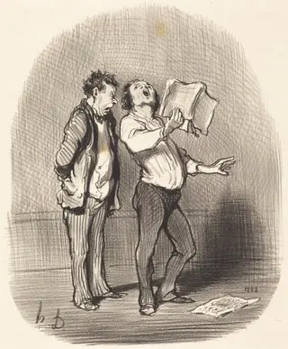 L'Inconvénient d'avoir un ami mélomane, by Honoré Daumier, ink, 1851