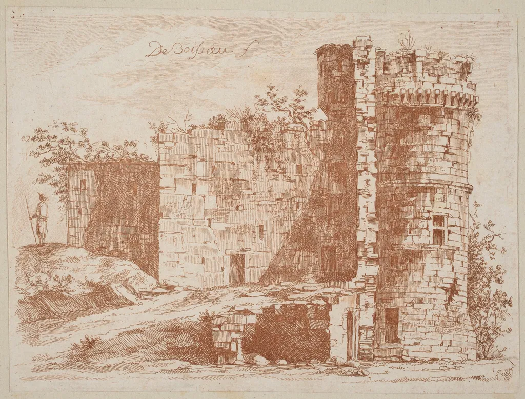 Ruins of an Old Castle at Saint-Chamond, Loire, by Jean-Jacques de Boissieu, ink, 1759