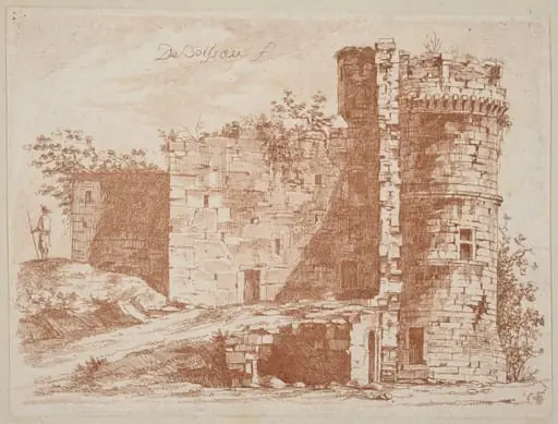 Ruins of an Old Castle at Saint-Chamond, Loire, by Jean-Jacques de Boissieu, ink, 1759