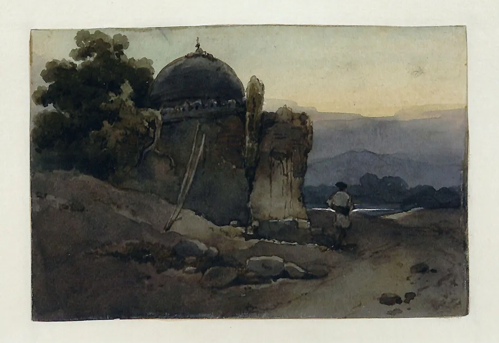 A Wayside Temple, China, by George Chinnery, watercolor, 1850