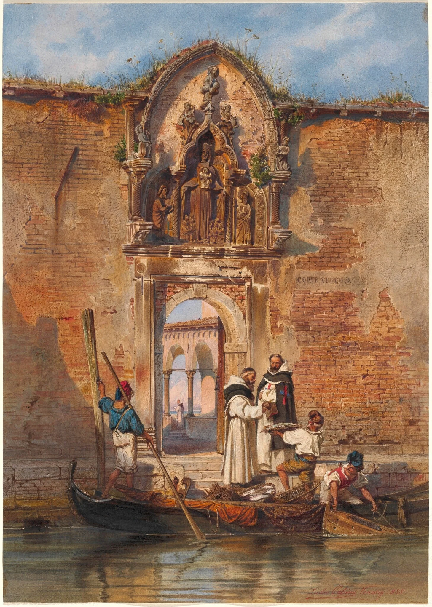 Monks Buying Fish before the Portal of the Madonna della Misericordia, detail