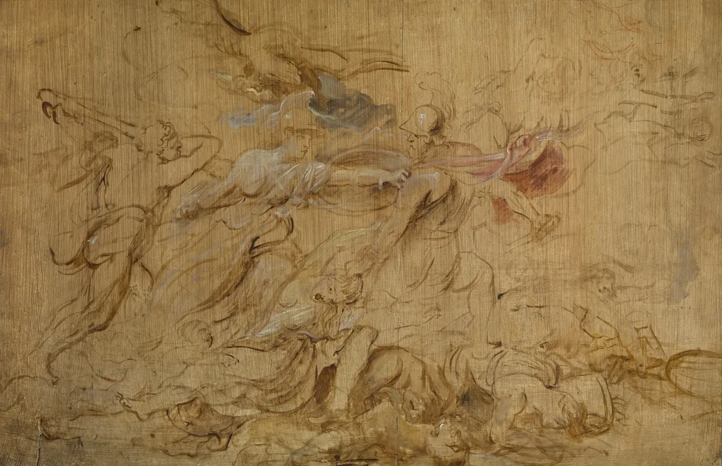 Hercules and Minerva expelling Mars, by Peter Paul Rubens, oil, 1634