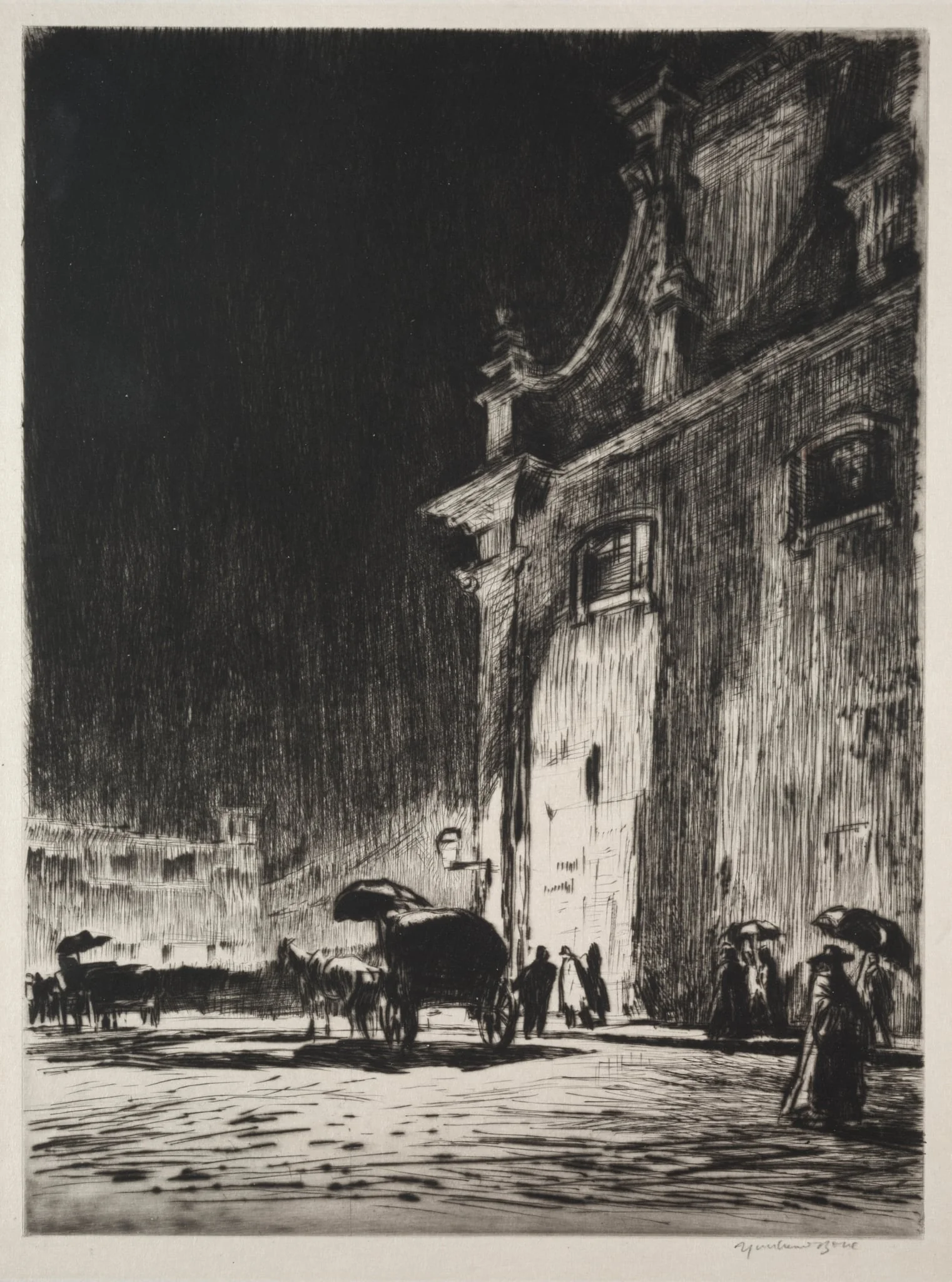 Rainy Night in Rome, detail