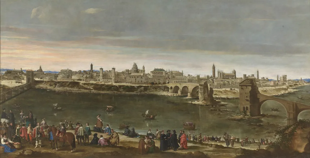 Vista de Zaragoza en 1647, by Juan Bautista Martínez del Mazo, oil, 1647