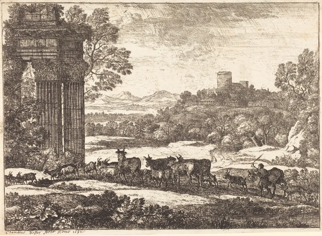 The Herd Returning in Stormy Weather (Le troupeau en marche par un temps orageux), by Claude Lorrain, ink, 1650